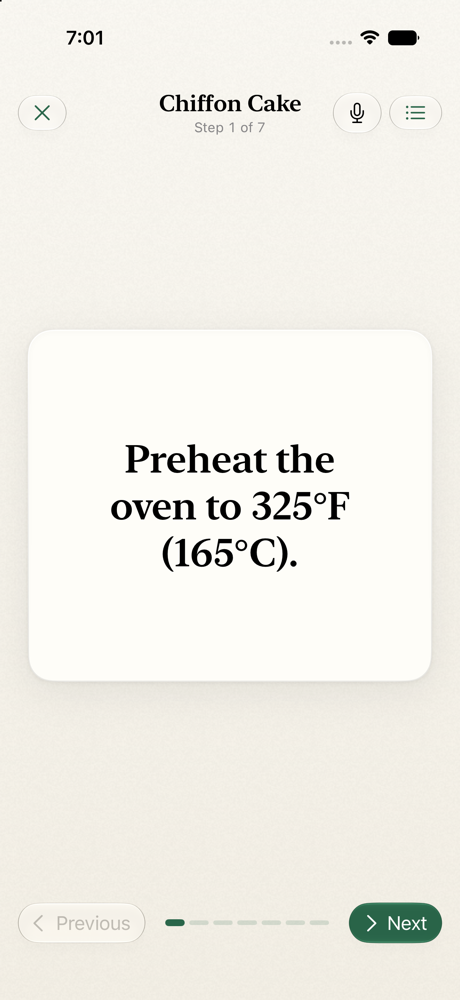 Guided cooking mode, one step at a time