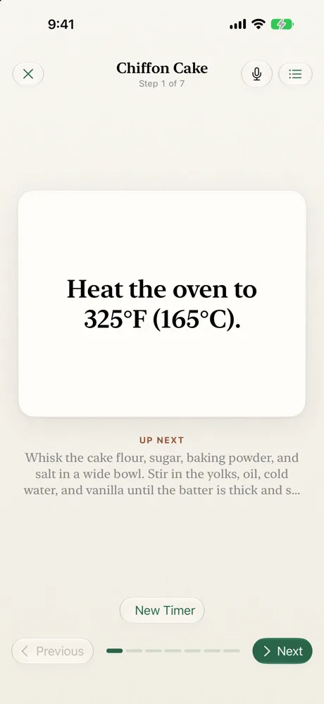 Guided cooking mode, one step at a time