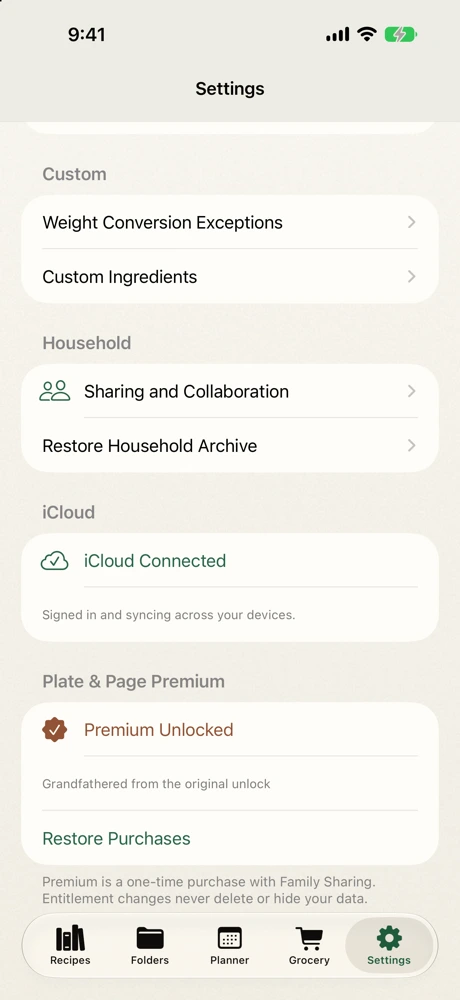 Plate and Page showing a verified iCloud Connected status